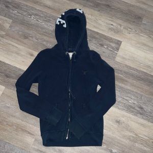 blue textured American Eagle hooded jacket size xs
